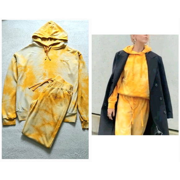 WSLY BANDIER 2-pc EcoSoft tie-up jogger goop hoodie sweatpants lounge set $305 m - Picture 4 of 14